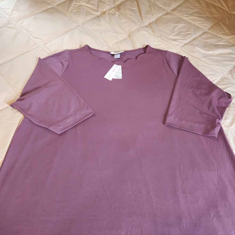CJ Banks Mauve Long Sleeve Women's Tee